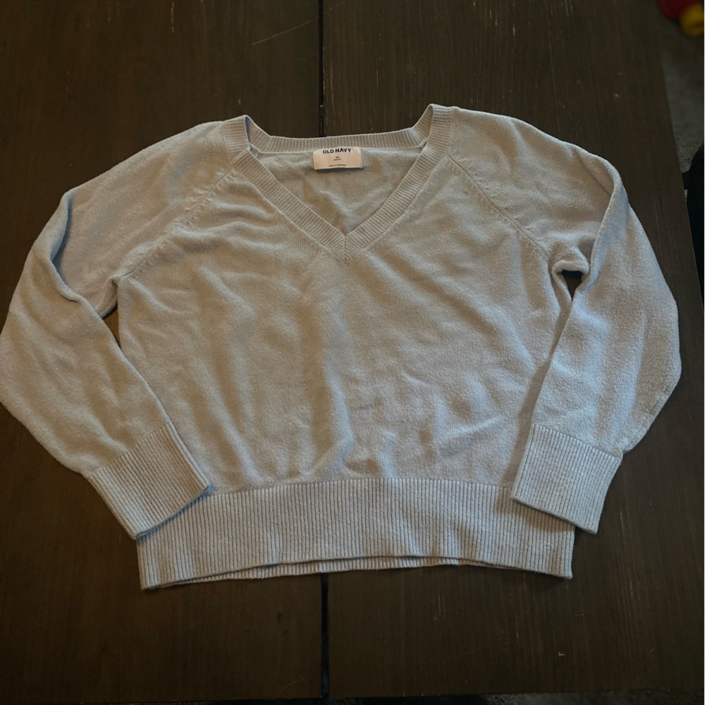 Old Navy Blue V-Neck  oversized Sweater Lightweight Knit